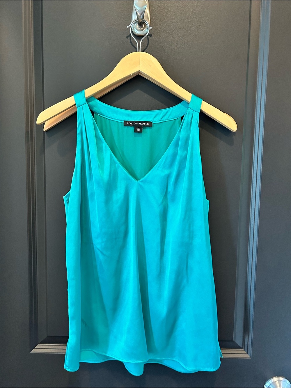 Boston Proper Teal V-Neck Sleeveless Tank